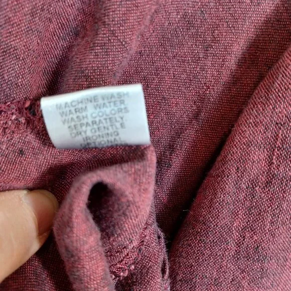 FLAX Tunic Top 3/4 Sleeve Round Neck Popover Maroon Wine Color Womens size P - Picture 8 of 10